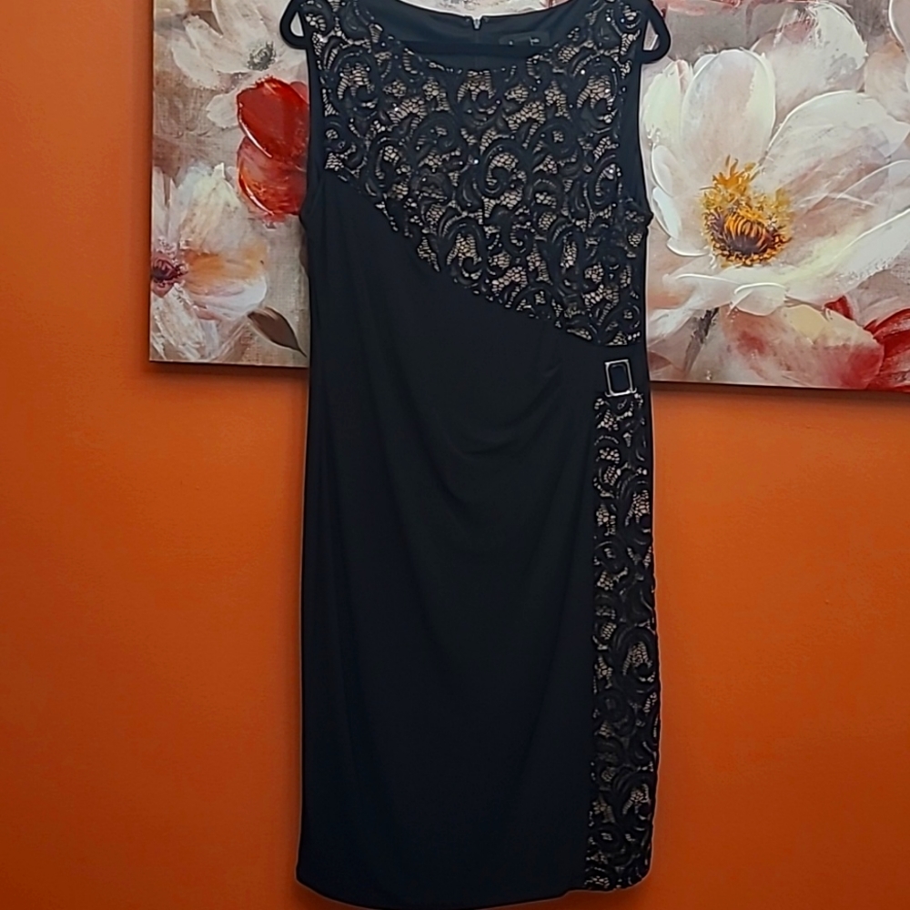 R&M Richards black lace dress size 16